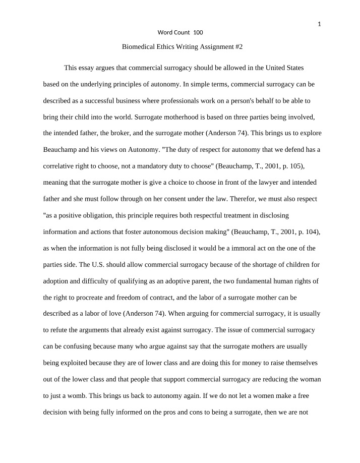 Writing Assignment 2 - Biomedical