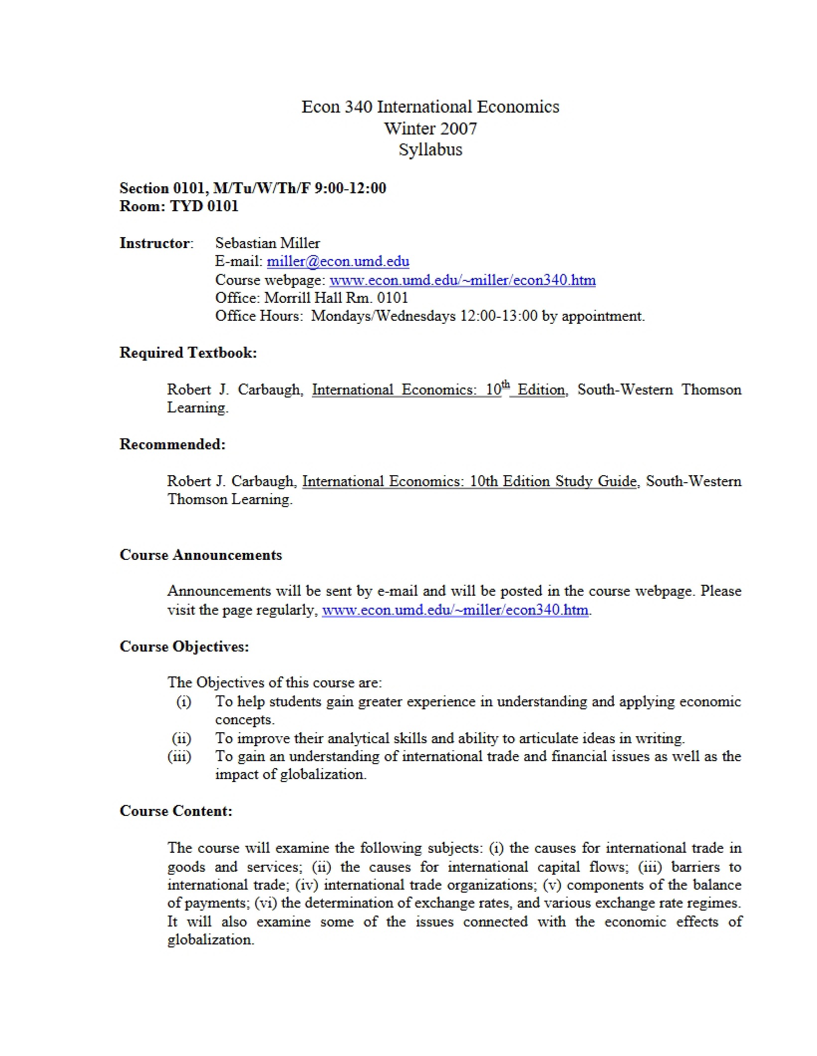 Syllabus and Schedule