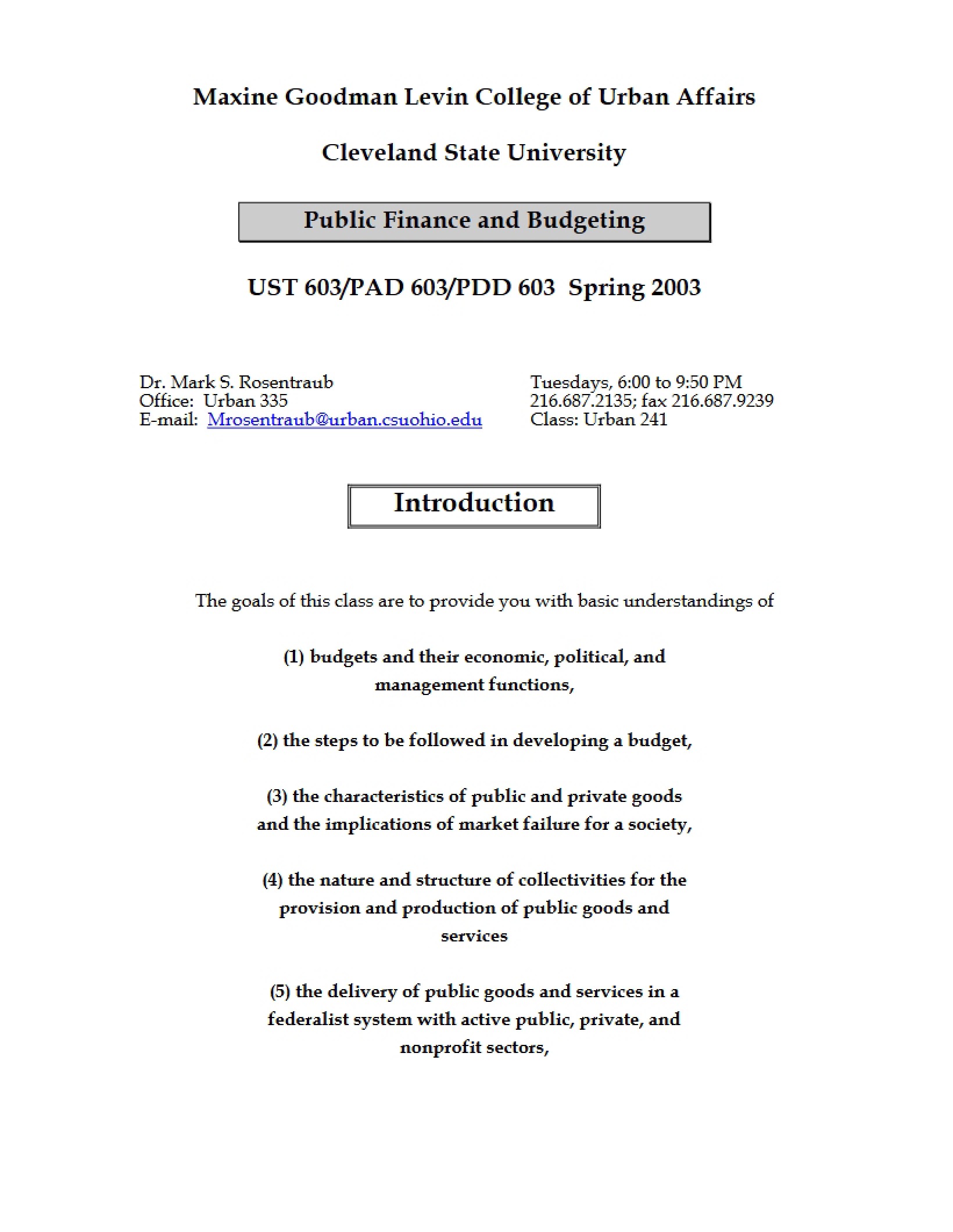 Public Finance Grad Syllabus