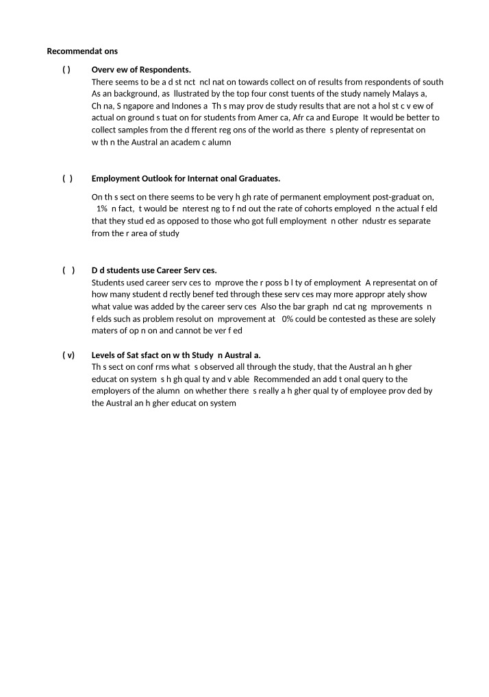Study Results and Recommendations for Australian Students