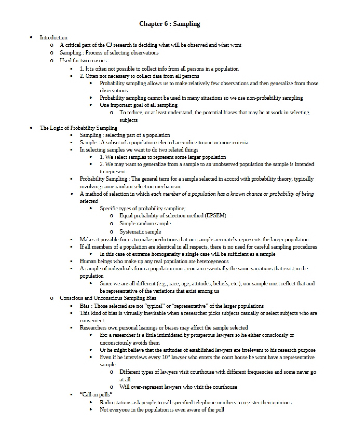 Principles of Sampling Chapter Six