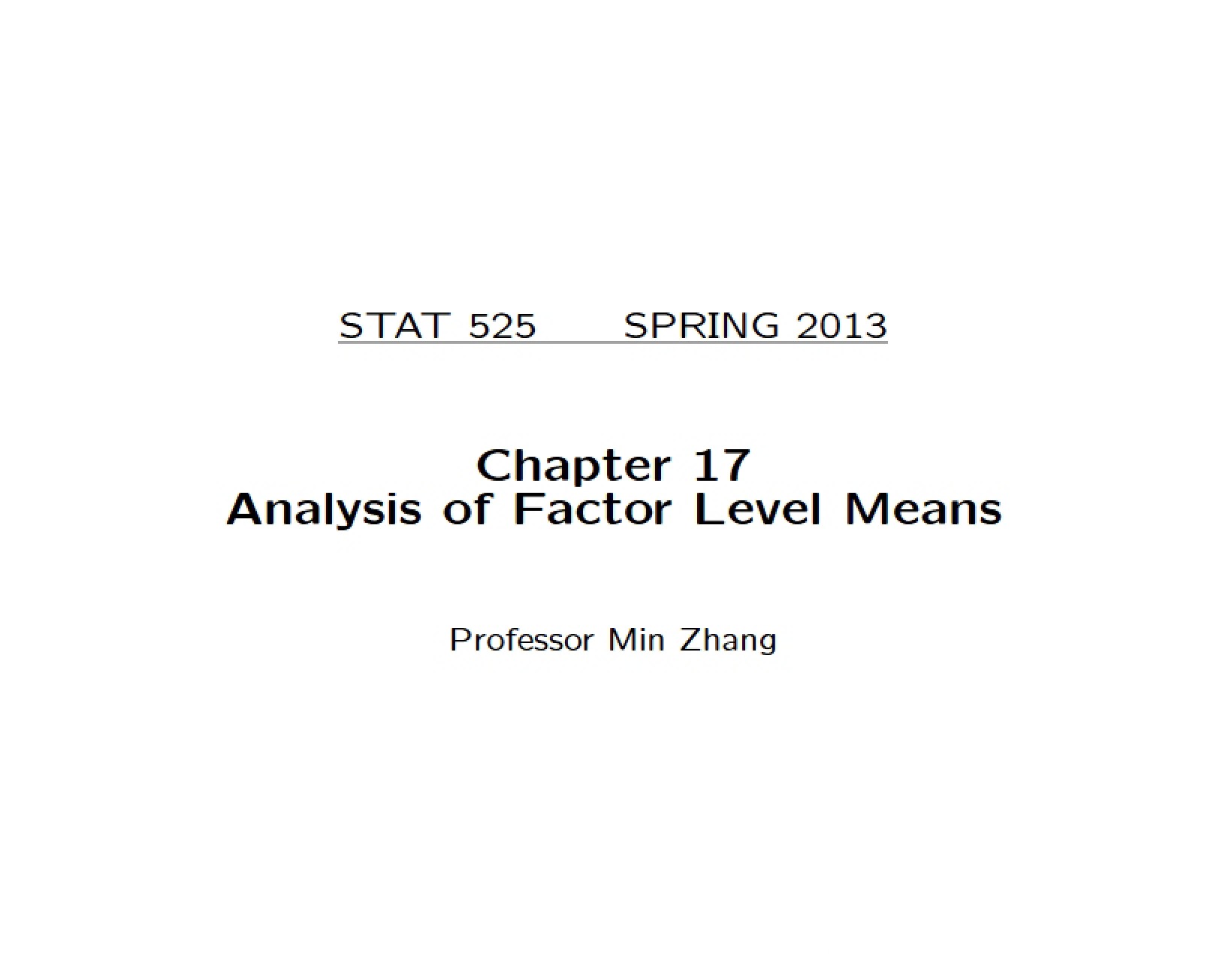 Factor Level Means Analysis