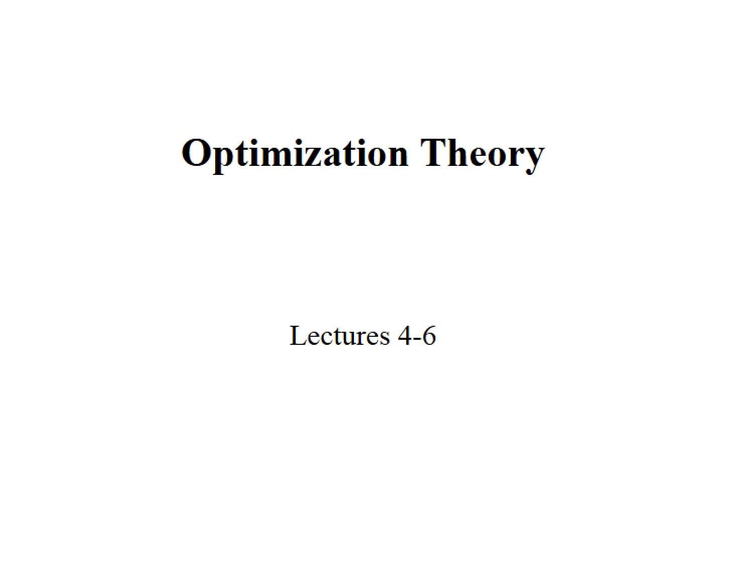 Theory of Optimization