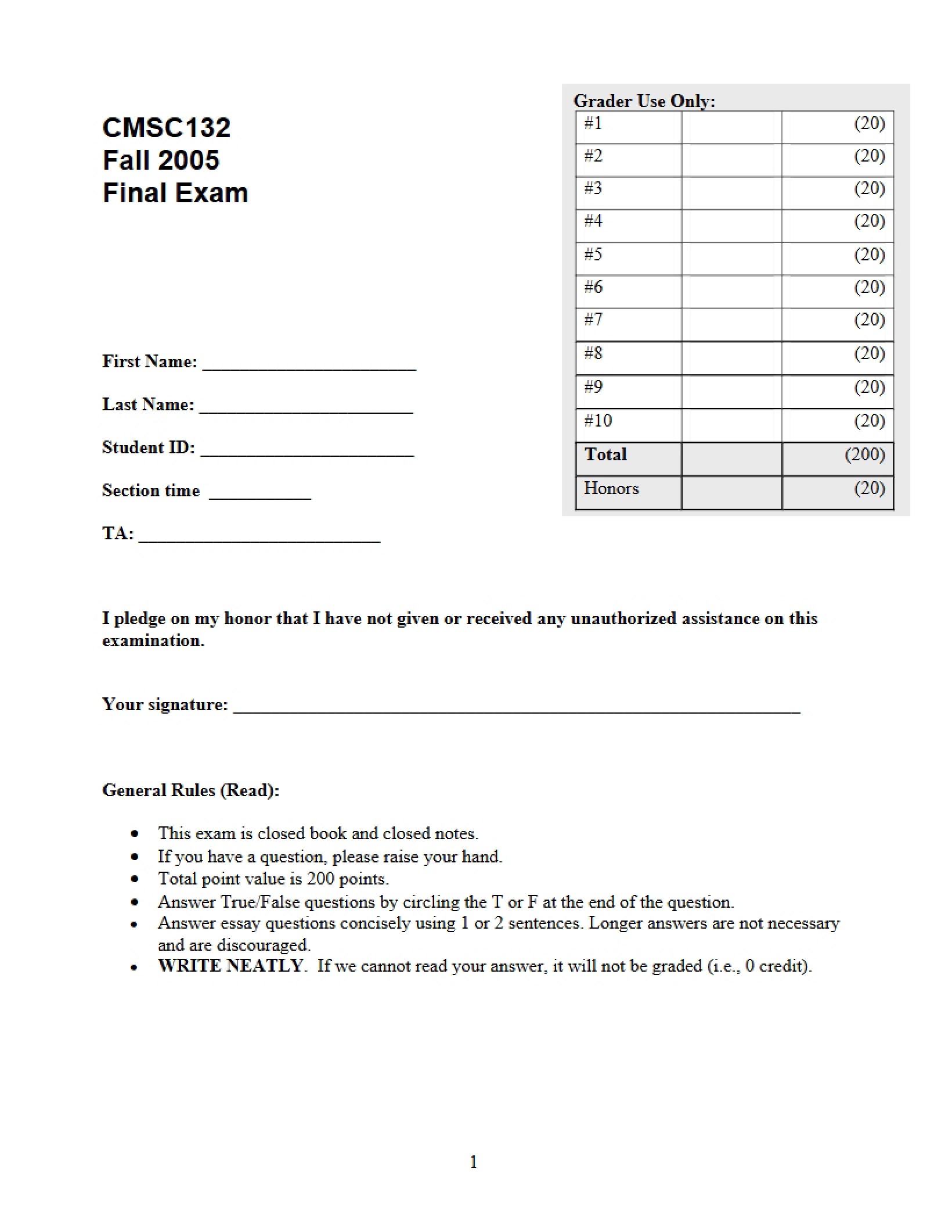 Comprehensive Final Assessment