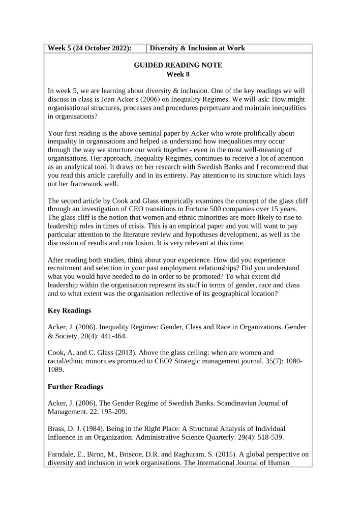 Inequality - Diversity and Inclusion in Organizations