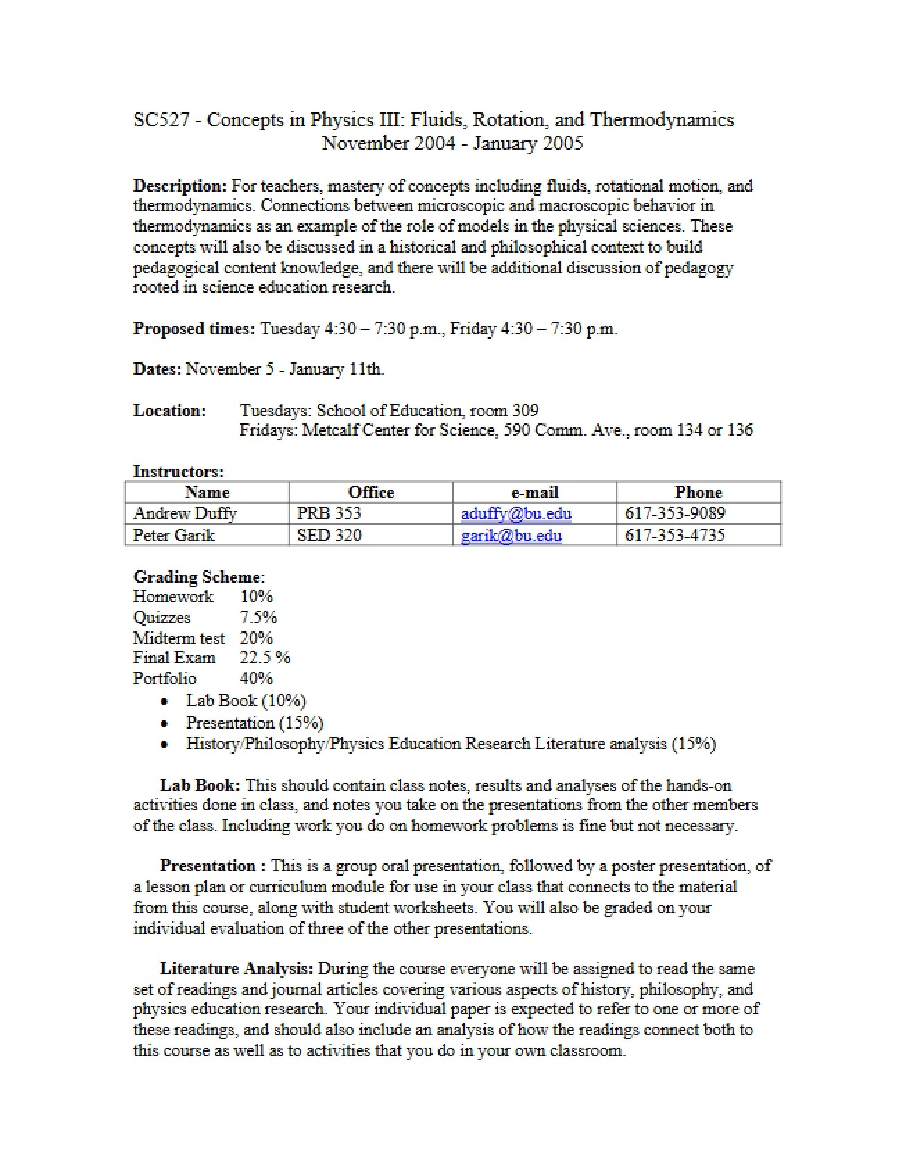 Concepts in Physics Syllabus