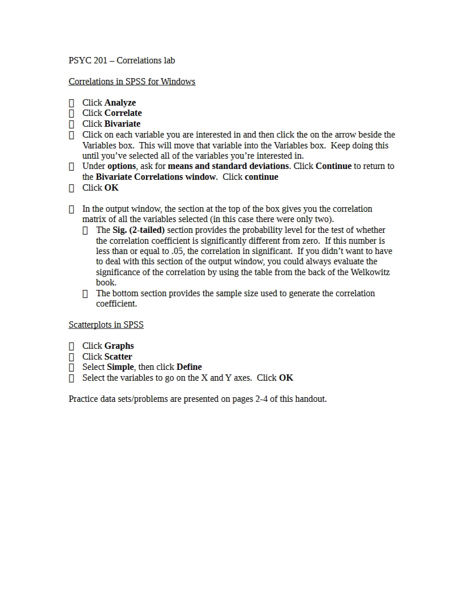 Problems Involving Correlation