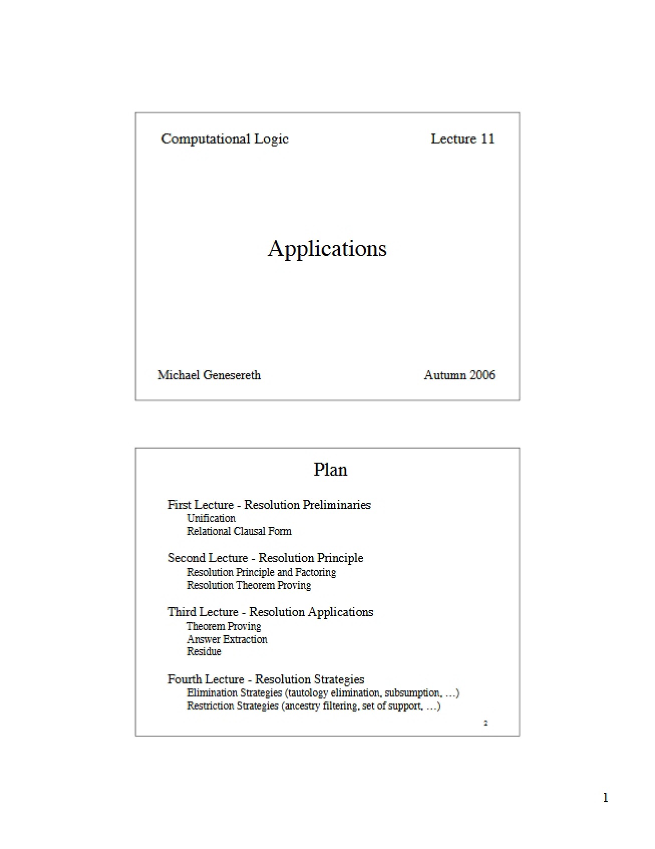 Logic and Automated Reasoning Lecture Notes (Set 2)