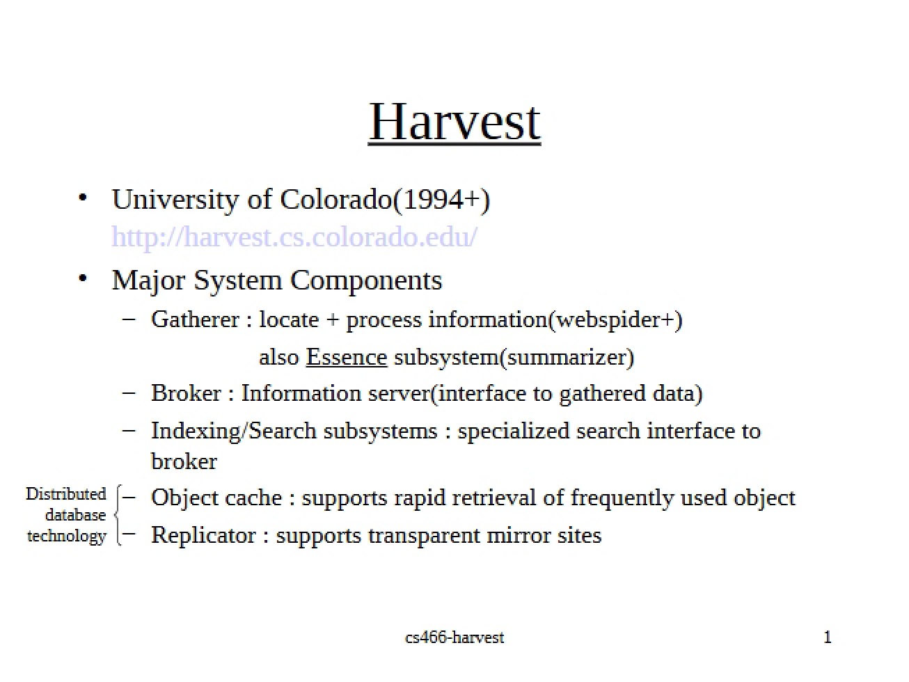 Harvest CS 466