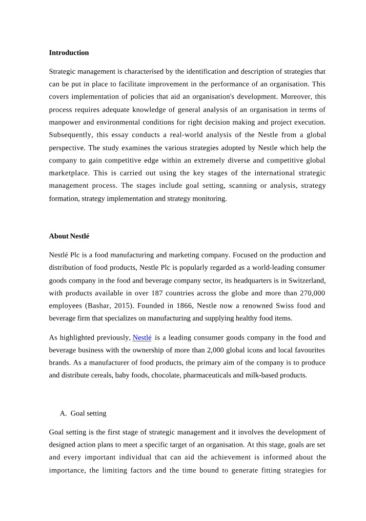 Nestle Strategic Management Strategies