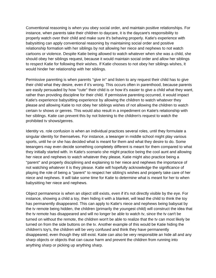 Conventional Reasoning in Child Development