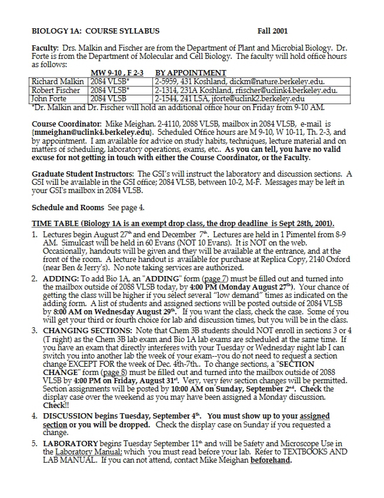Class Structure and Syllabus
