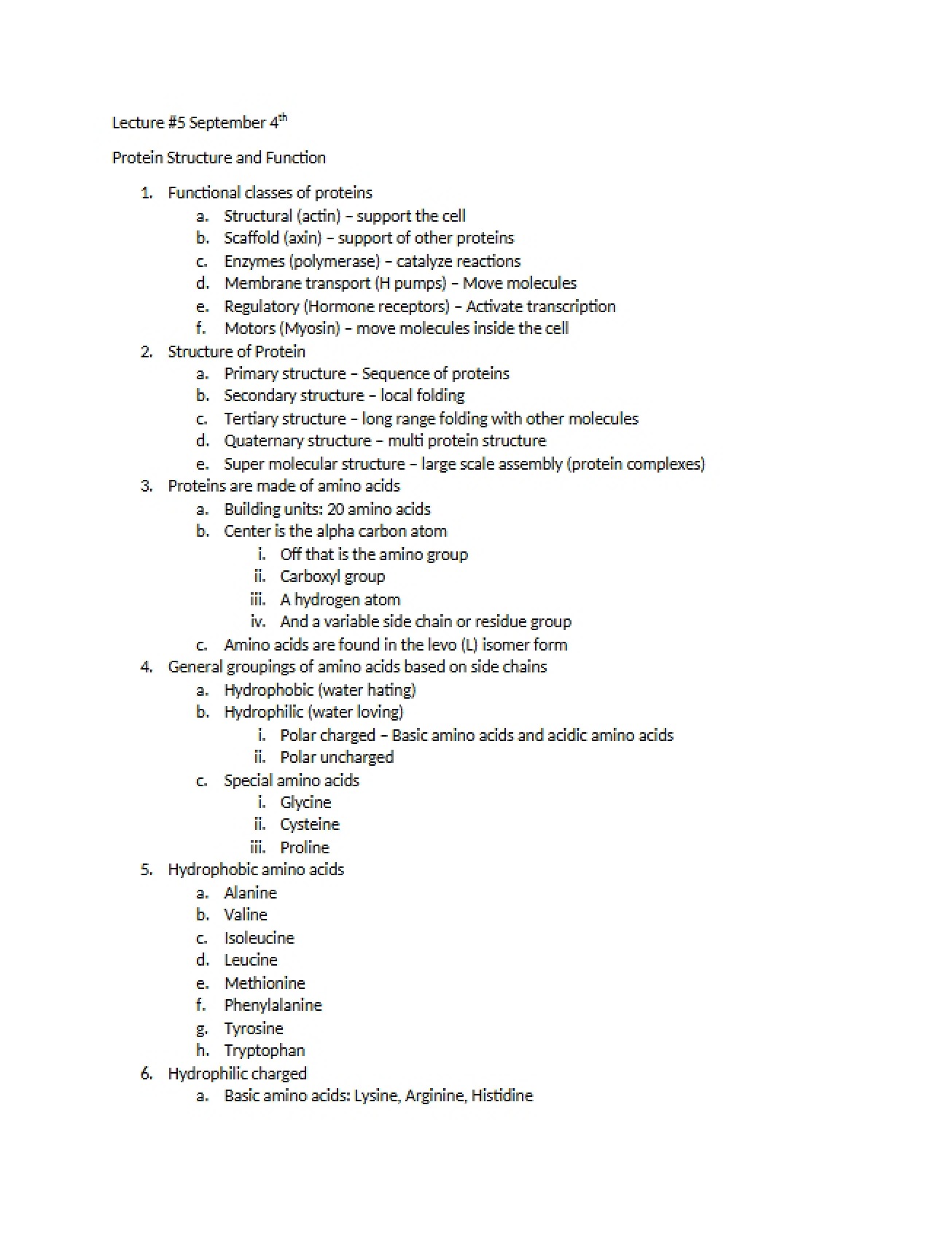 Function and Structure of Proteins
