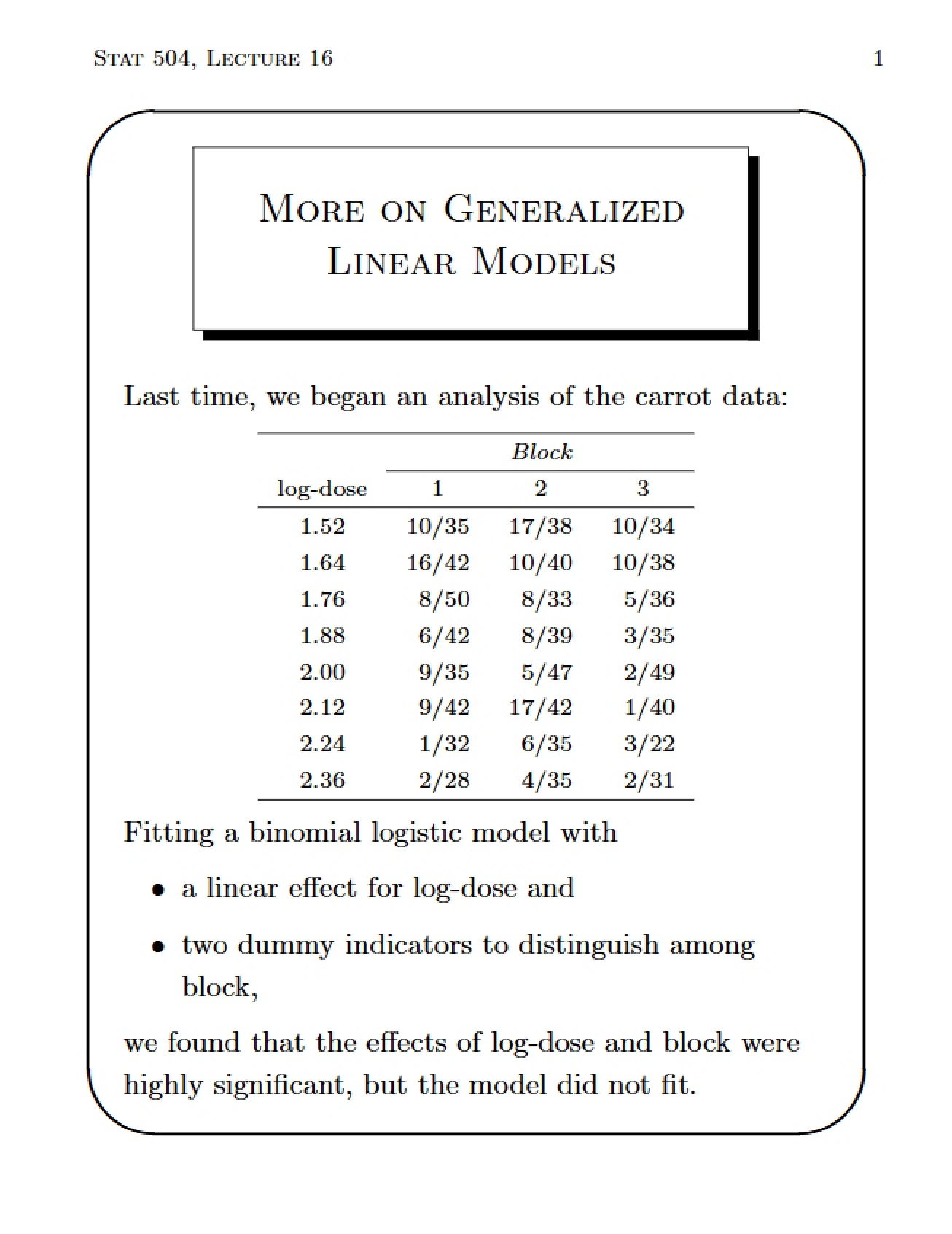 Linear Models (Generalized)