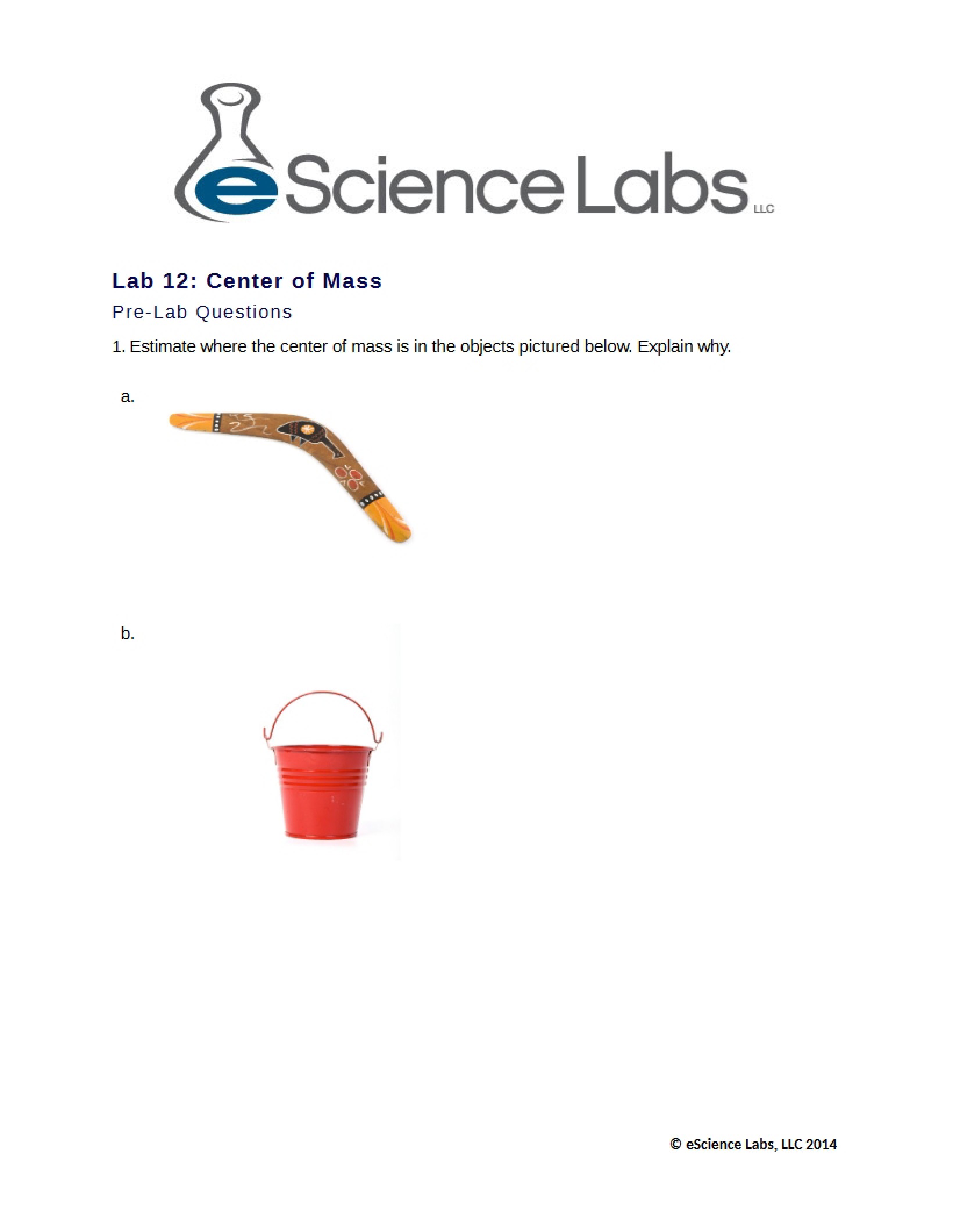 Pre-Lab 12 Mass Center