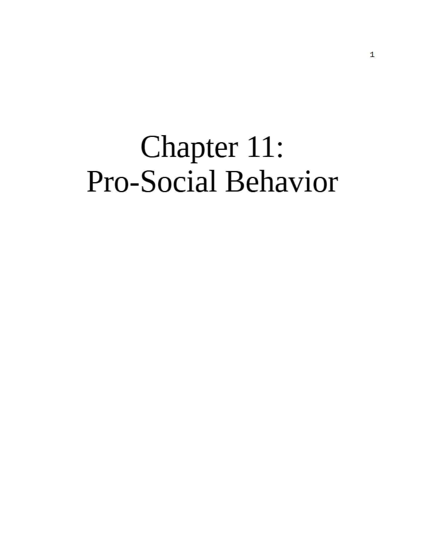 Pro-Social Behavior Chapter Eleven