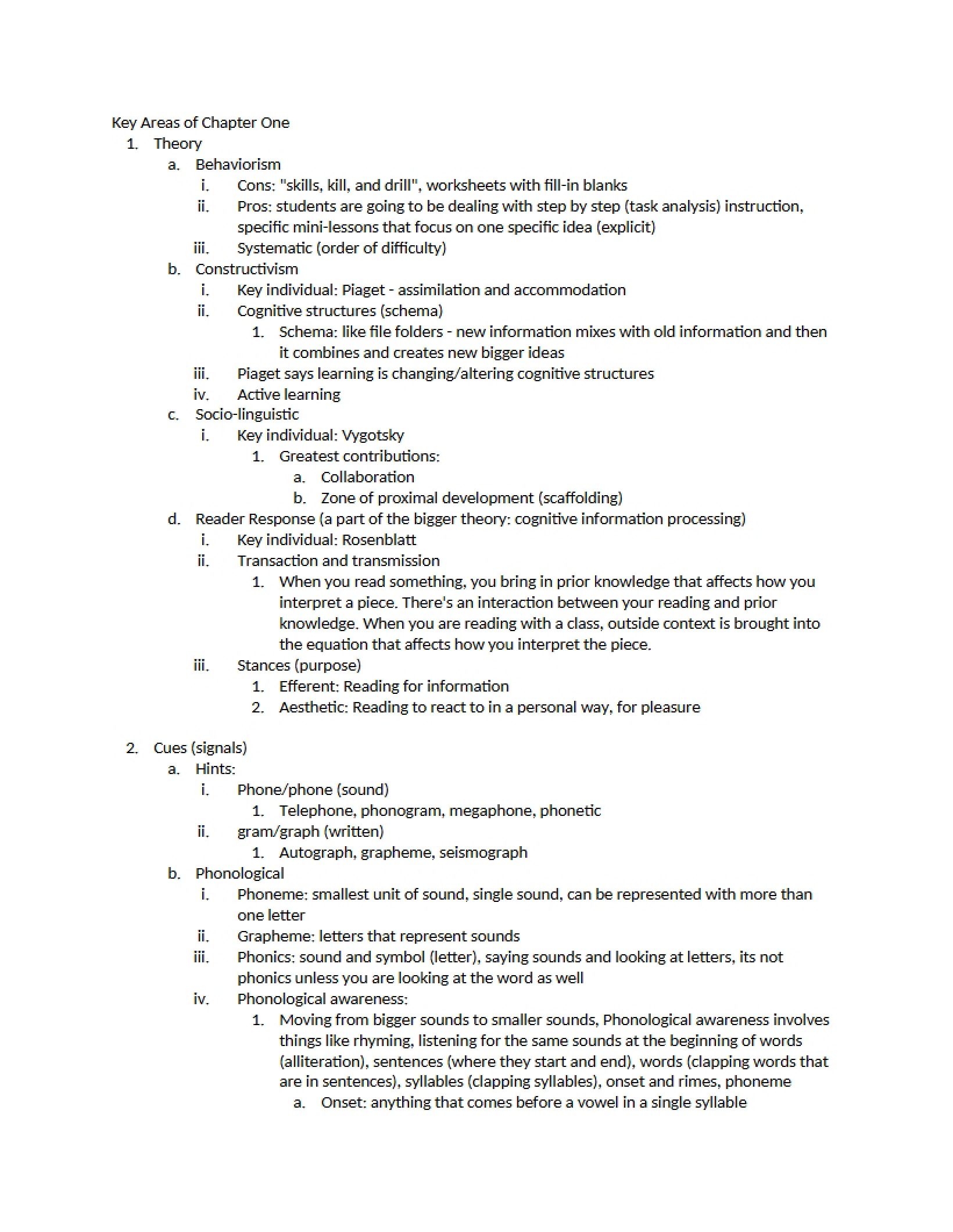 Reading Course Lecture Notes
