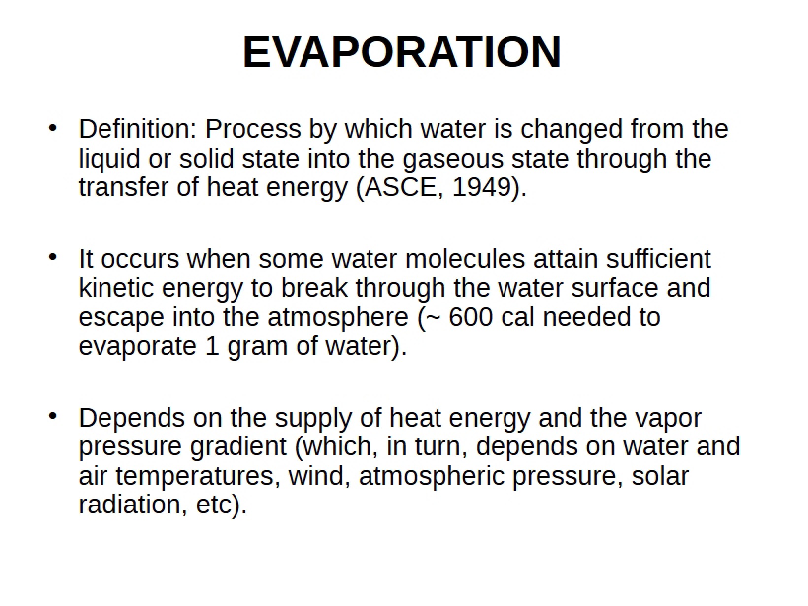 Evaporation in Material Testing