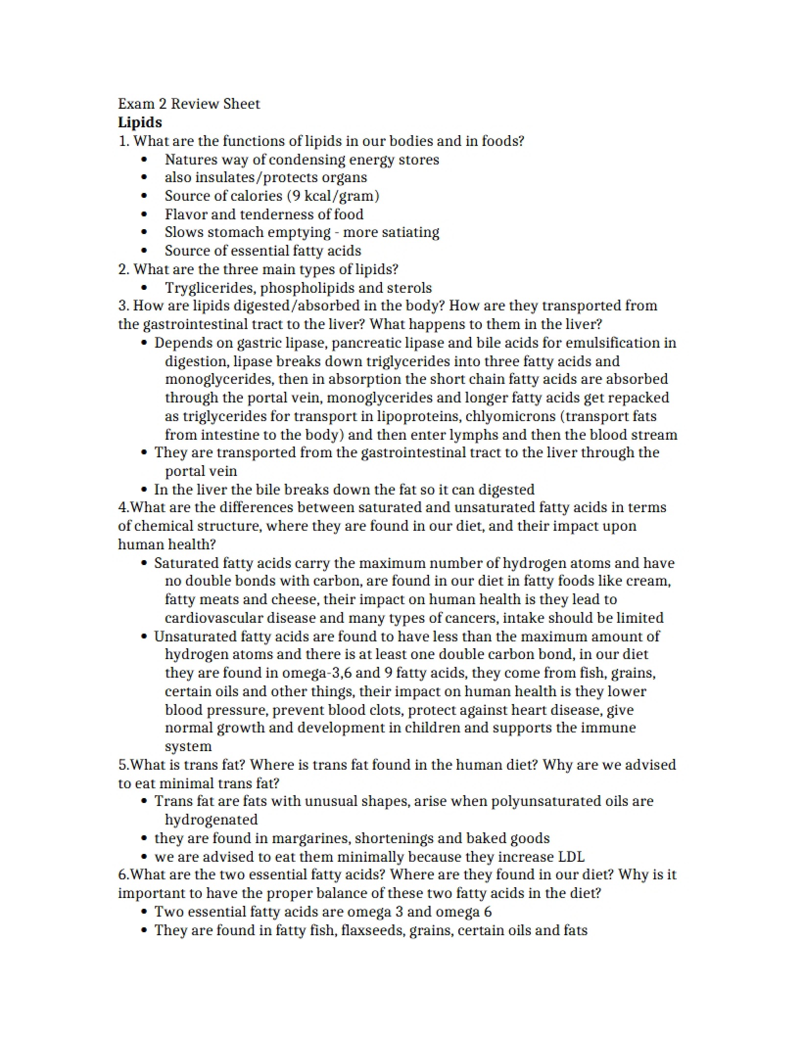 Review Sheet for Second Exam