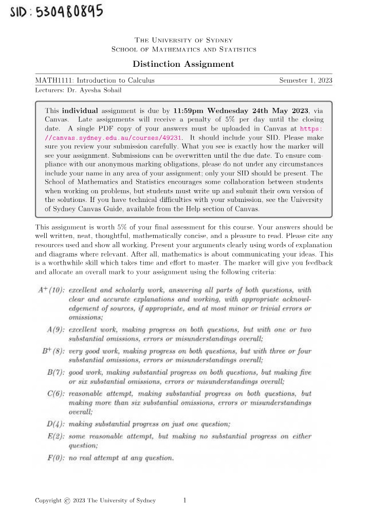 Distinction Level Assignment