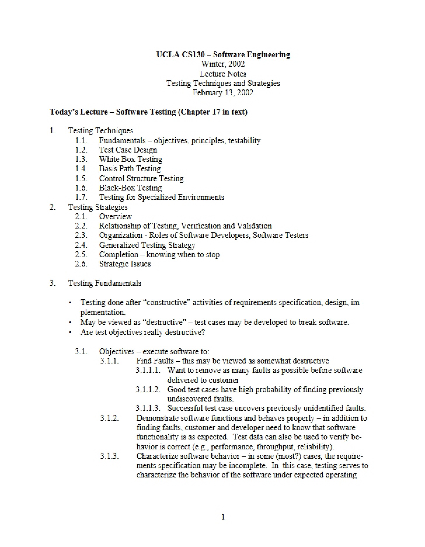 Techniques for Testing