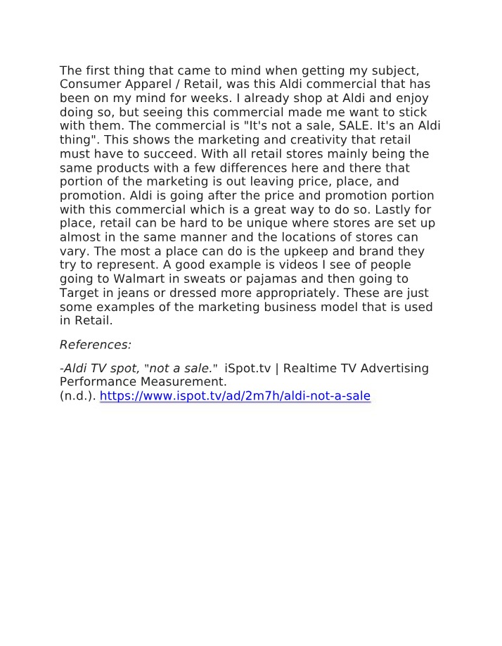 Aldi Marketing Analysis - Retail and Commercial