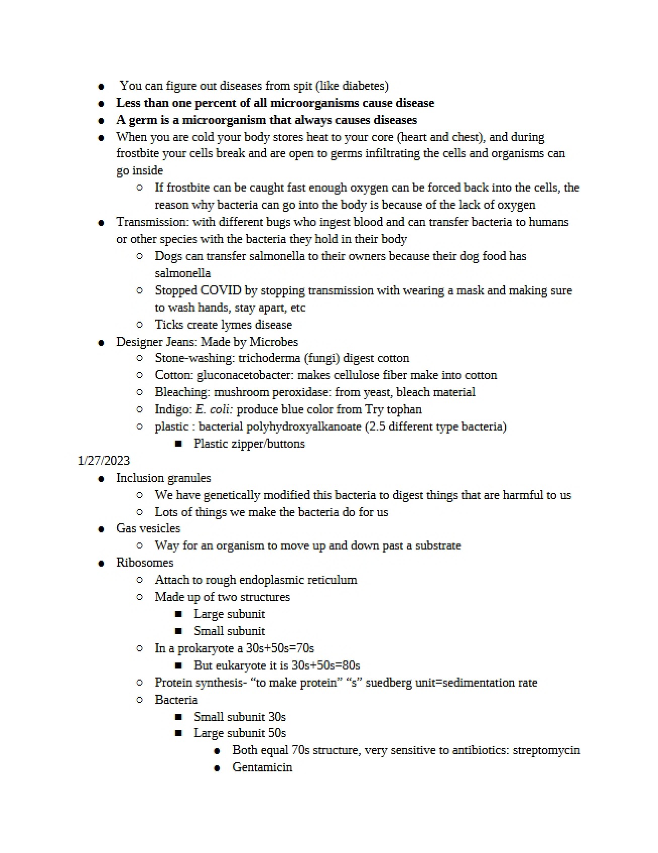 Notes from the Course