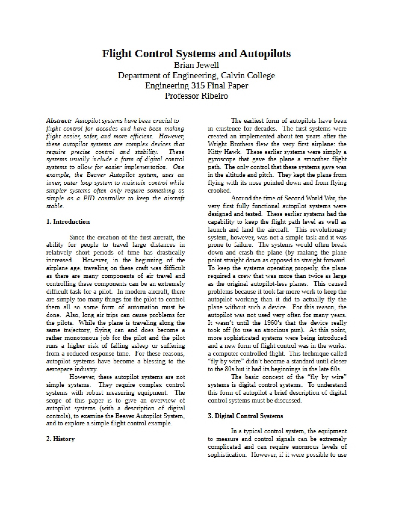 Autopilots and Flight Control Systems