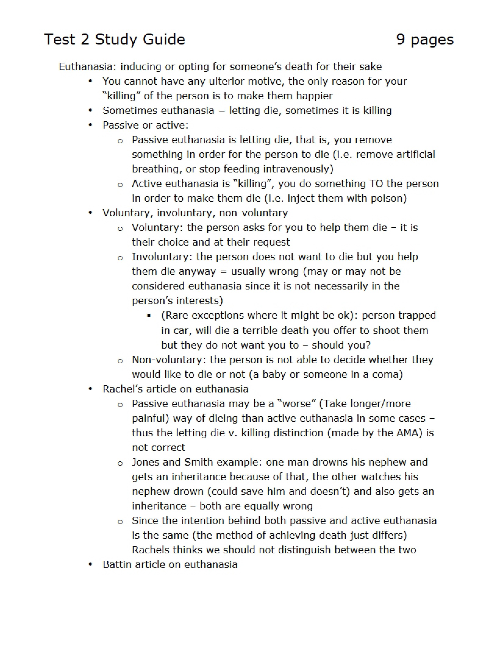 Guide for Test Two