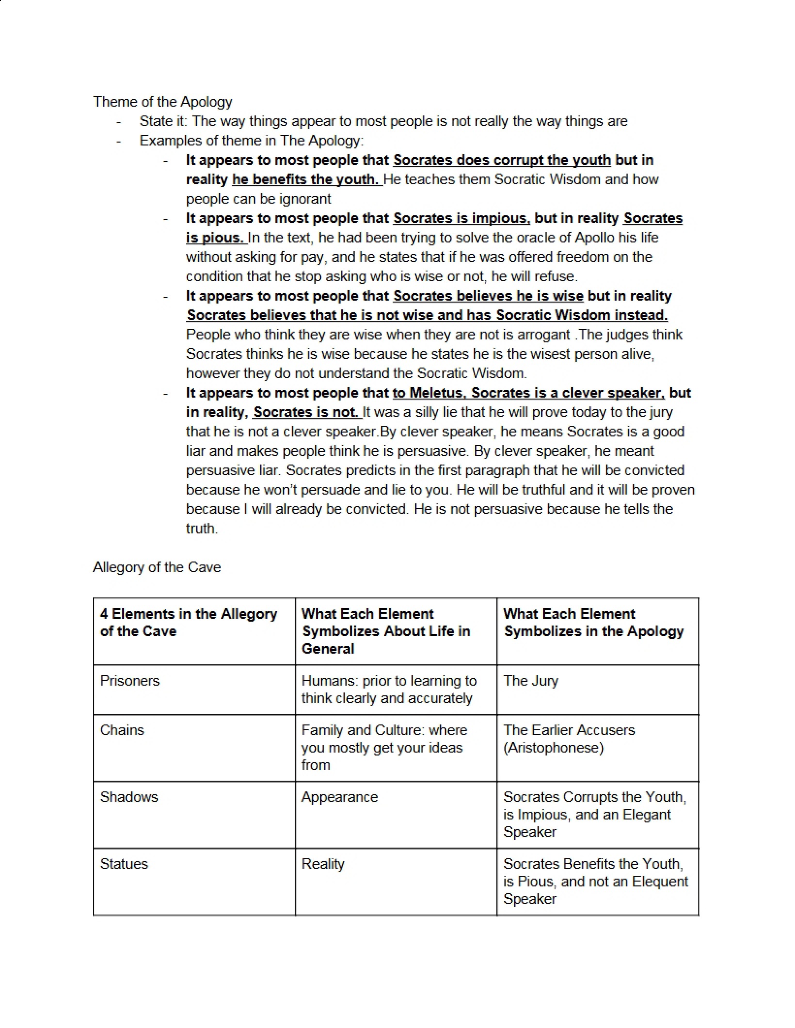 Apology Themes