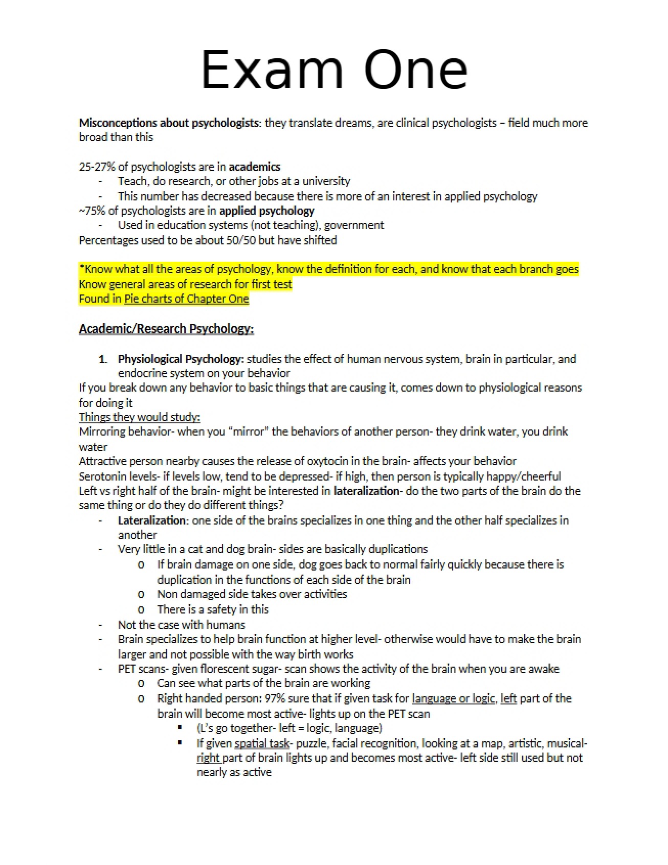 Psychologists Misconceptions