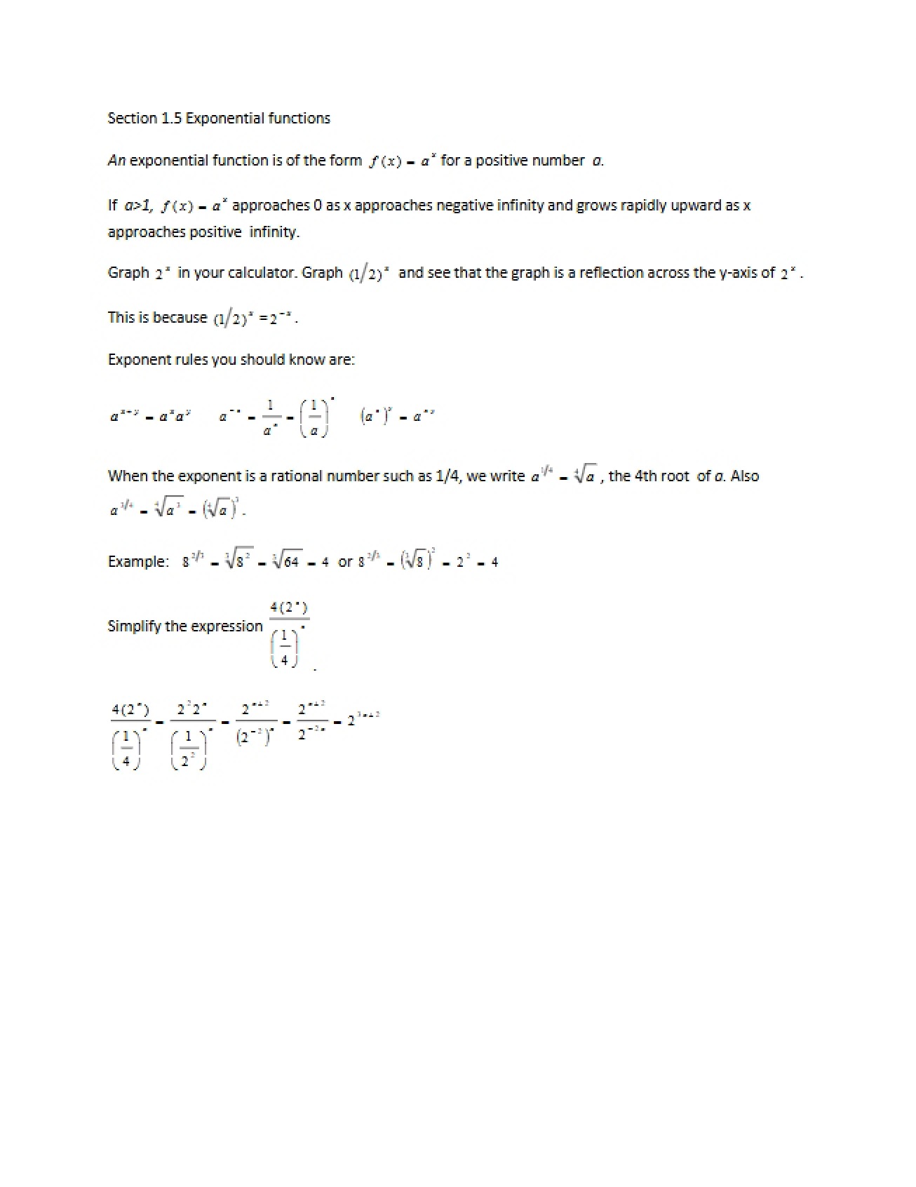 Exponential Function Concepts