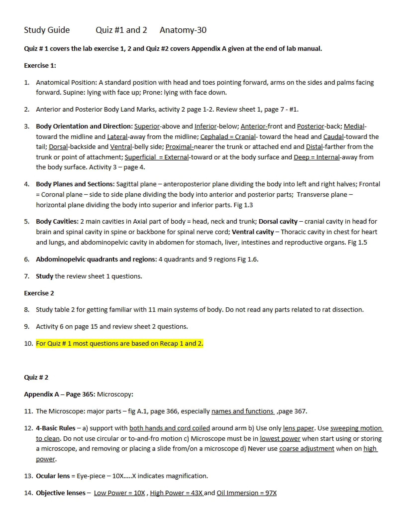 Preparation Guide for Quiz 1-2