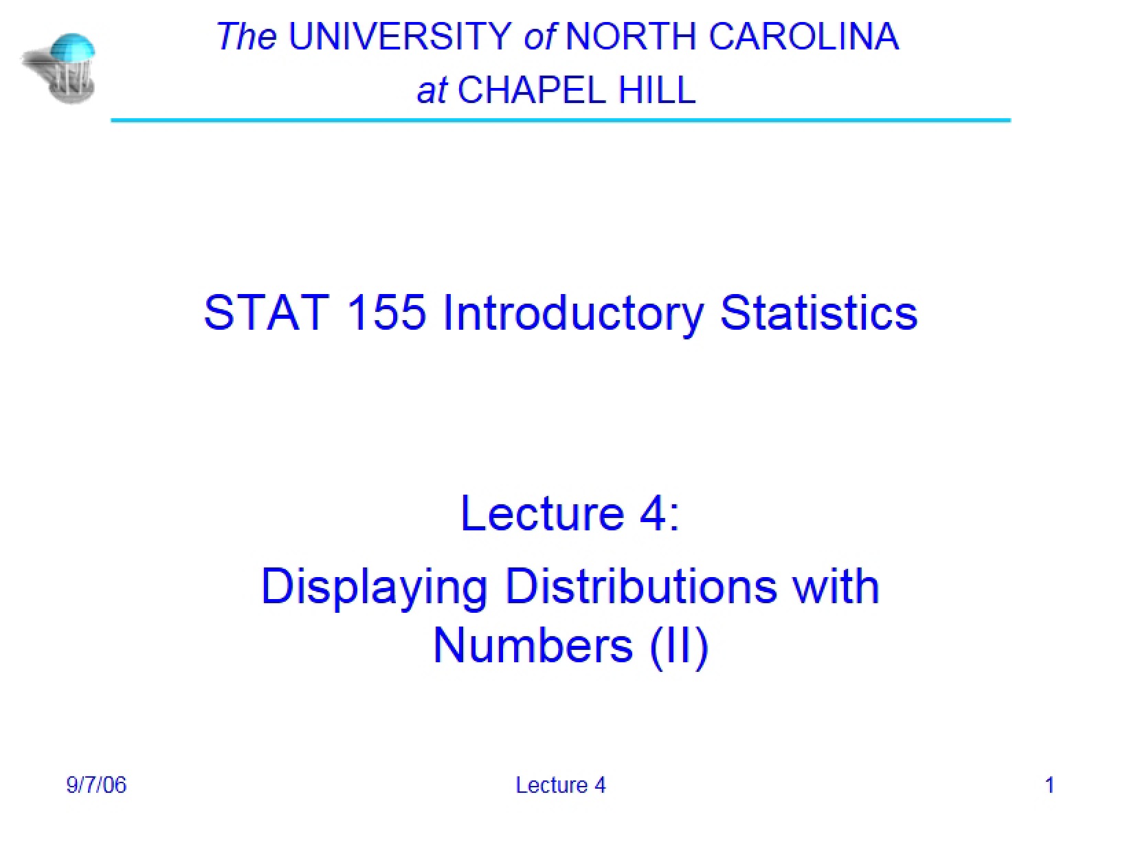 Lecture 4 Numerical Distributions Part II