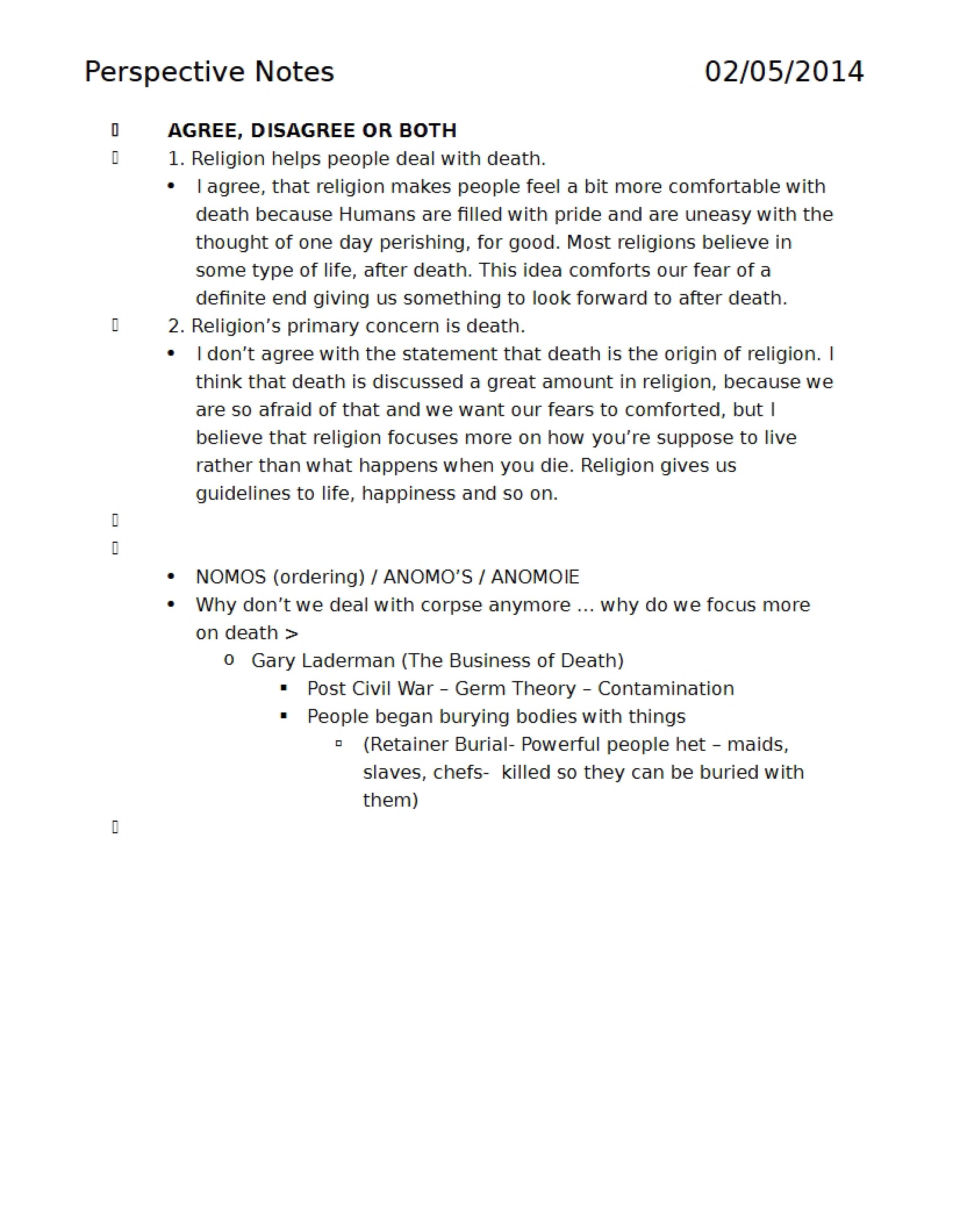 Course Notes for Perspectives