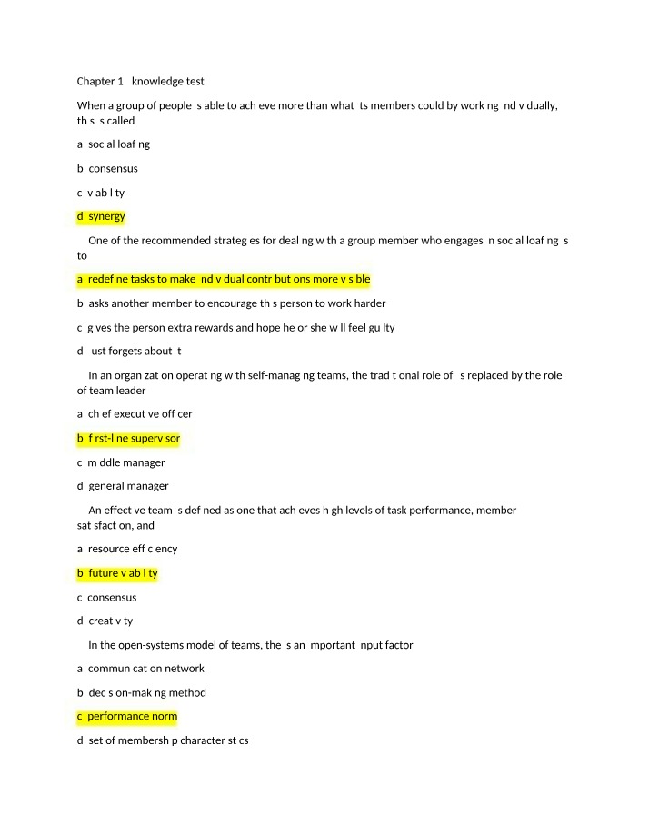 Chapter 12 Knowledge Test - MGT 420