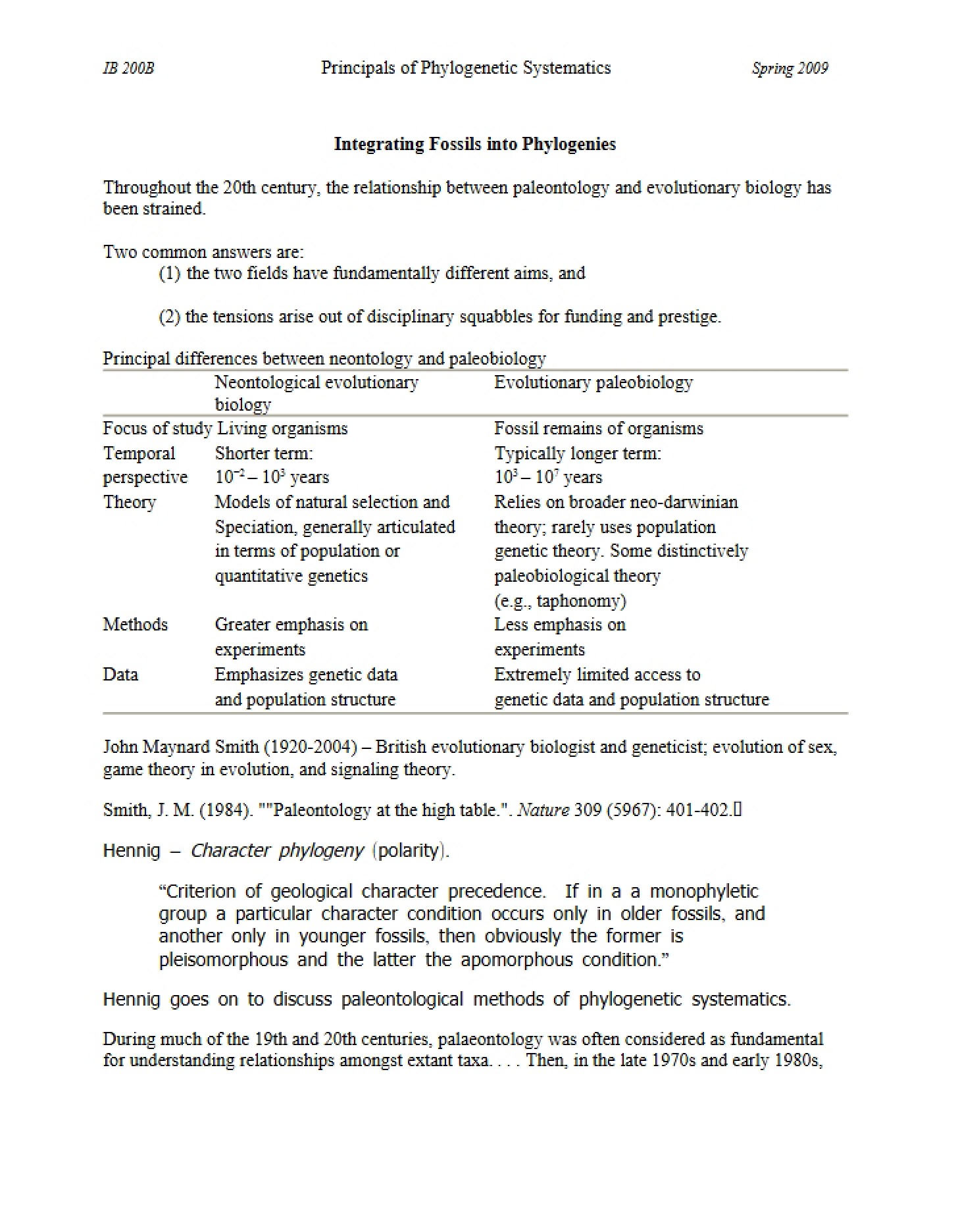 Systematics Principles in Phylogenetics