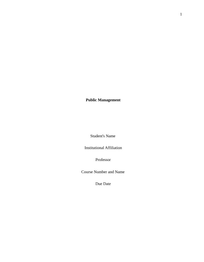 Public Management - Course Notes