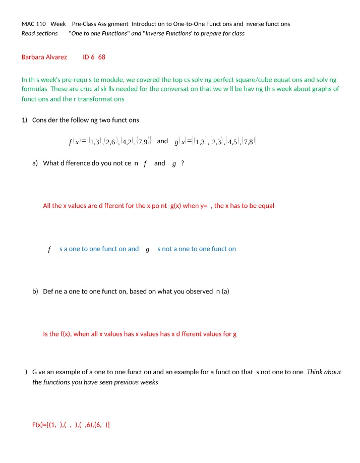 Week 9 Pre-Class Assignment for MAC 1105
