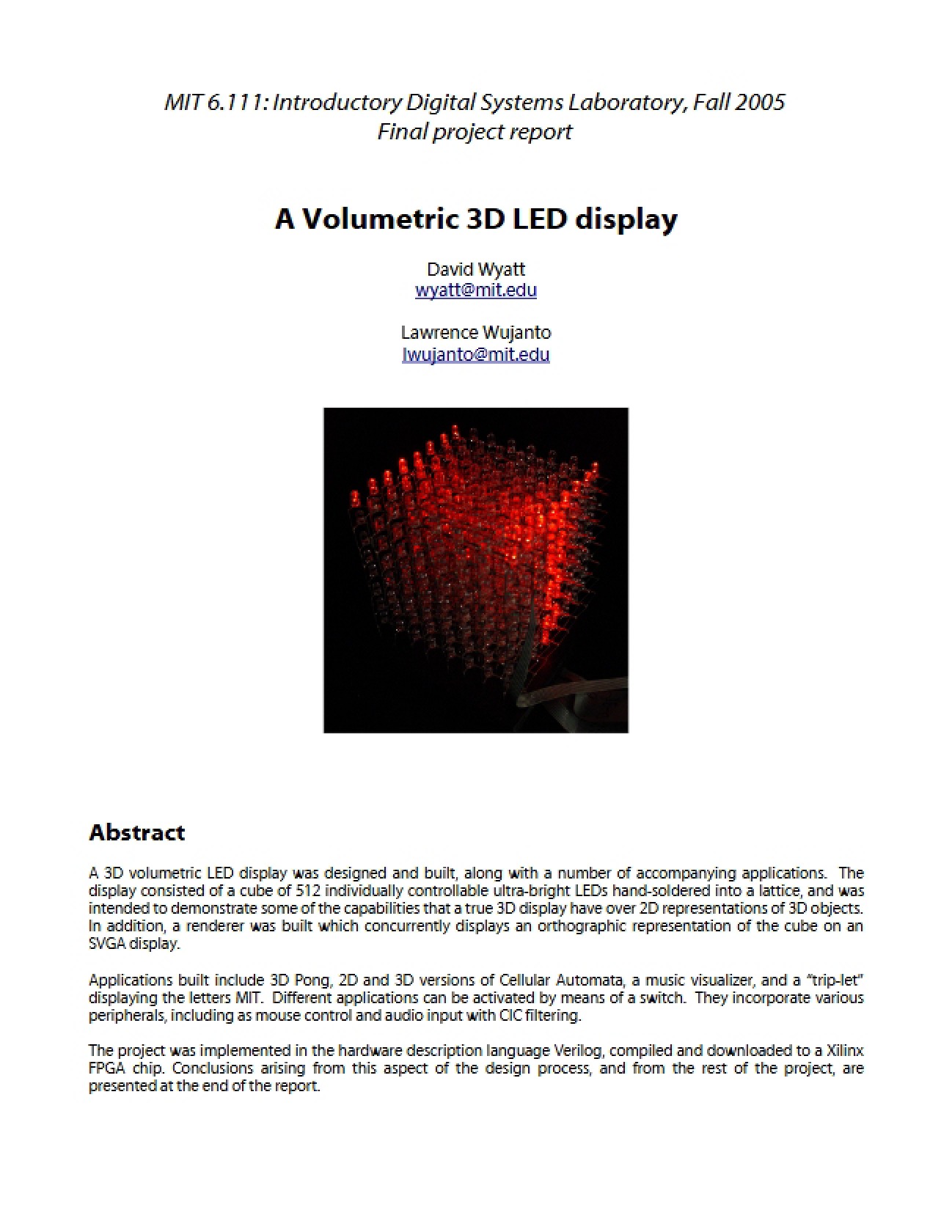 3D LED Volumetric Display