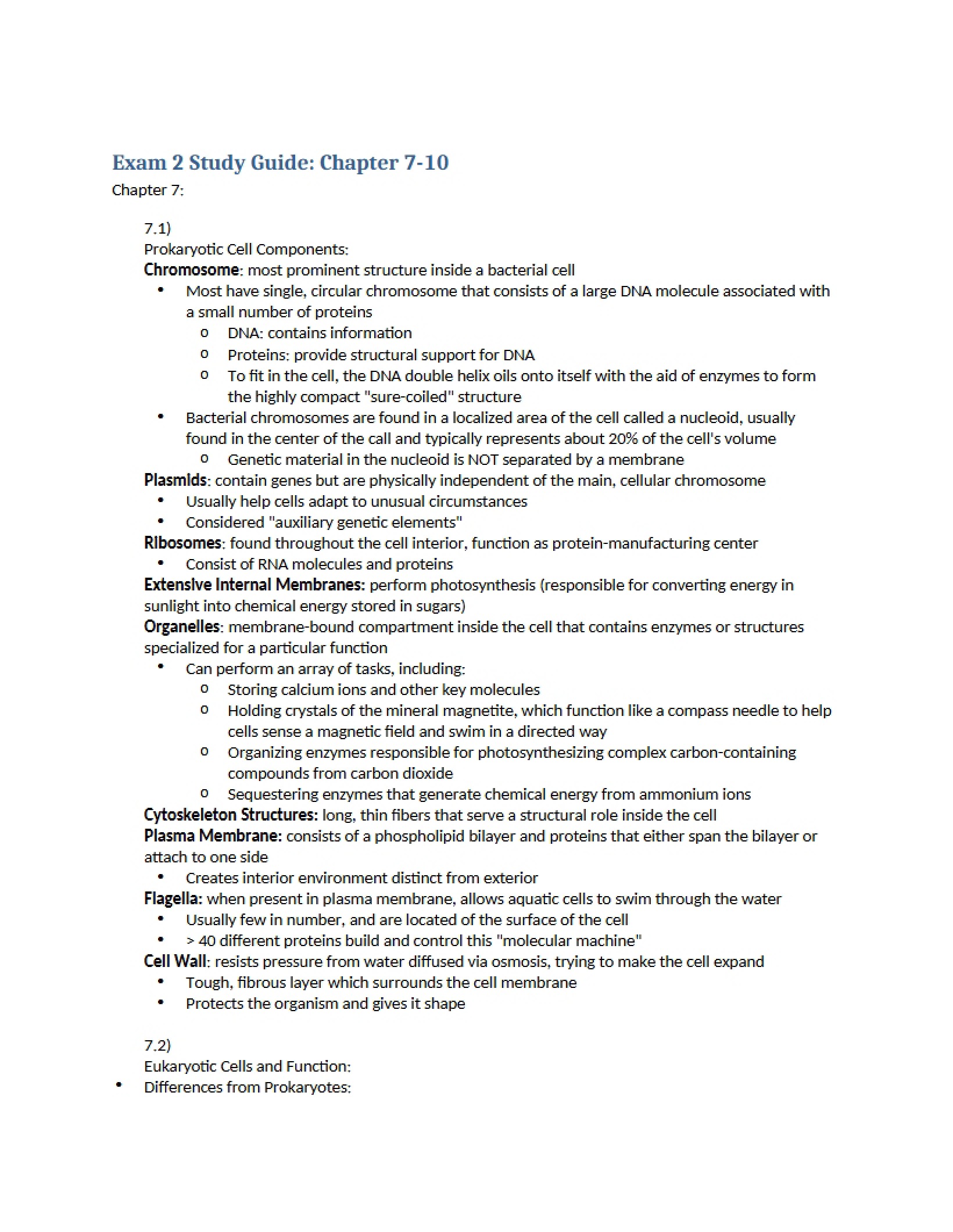 Chapters 7-10 Exam Two Guide