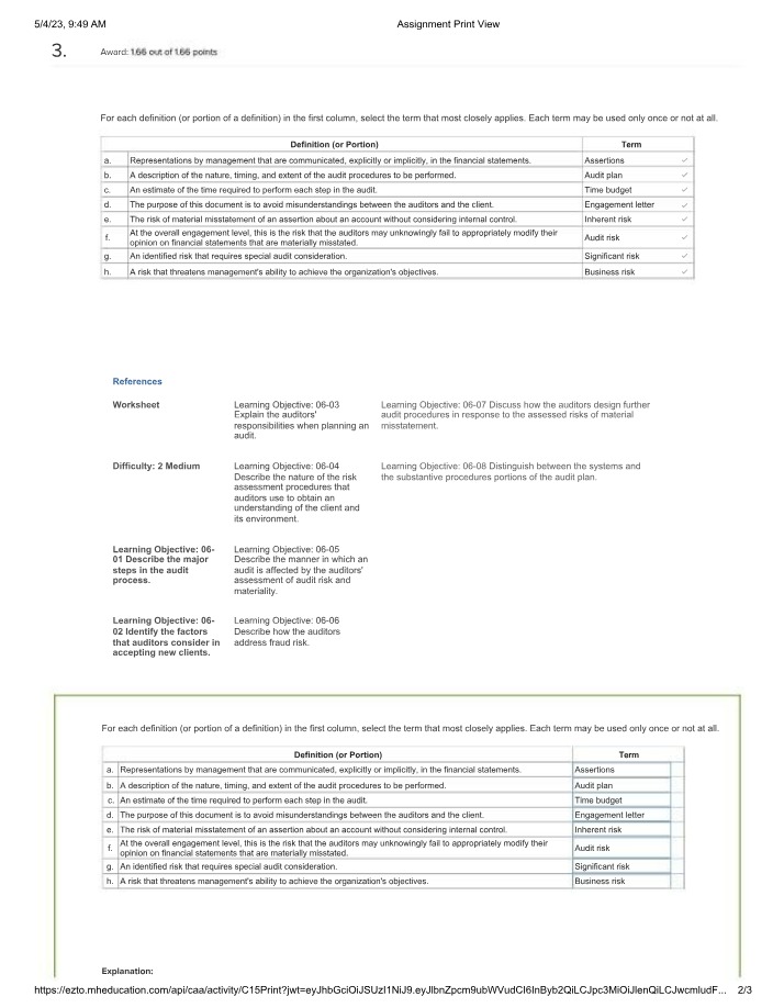 Quiz on Audit Risk and Assertions