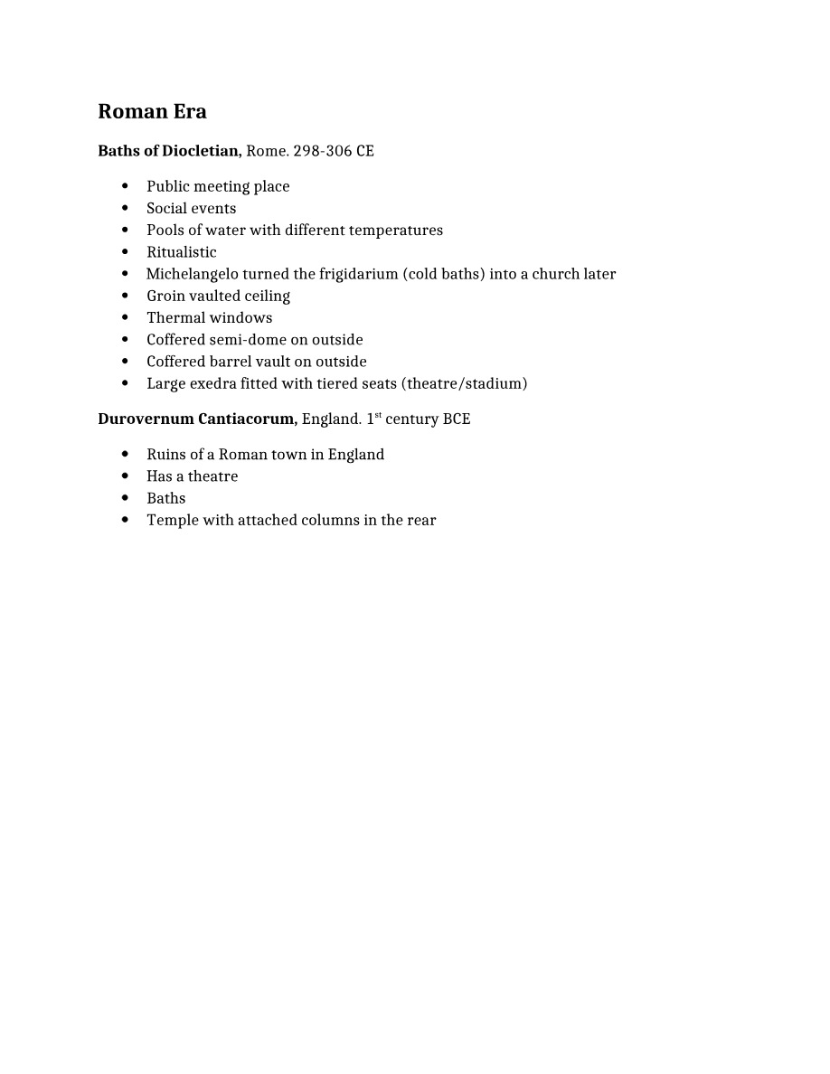 ARTH 1200 - Roman Era Architecture Notes