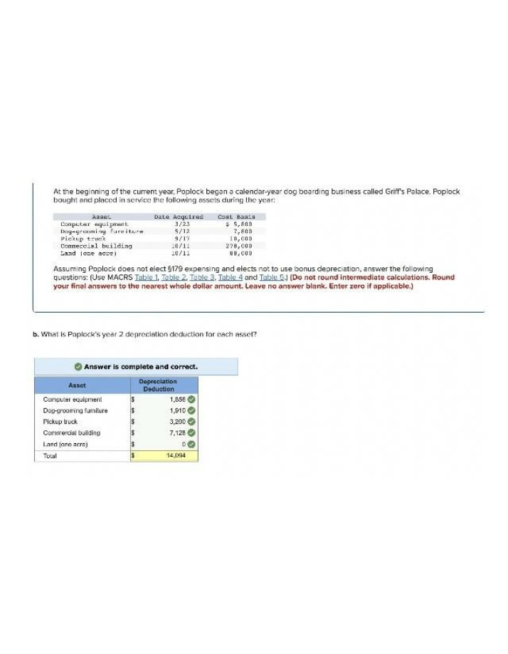 Year 2 Depreciation Deduction - Poplock