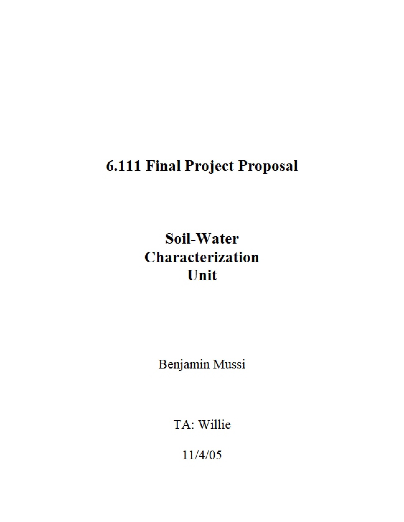 Characterization of Soil-Water