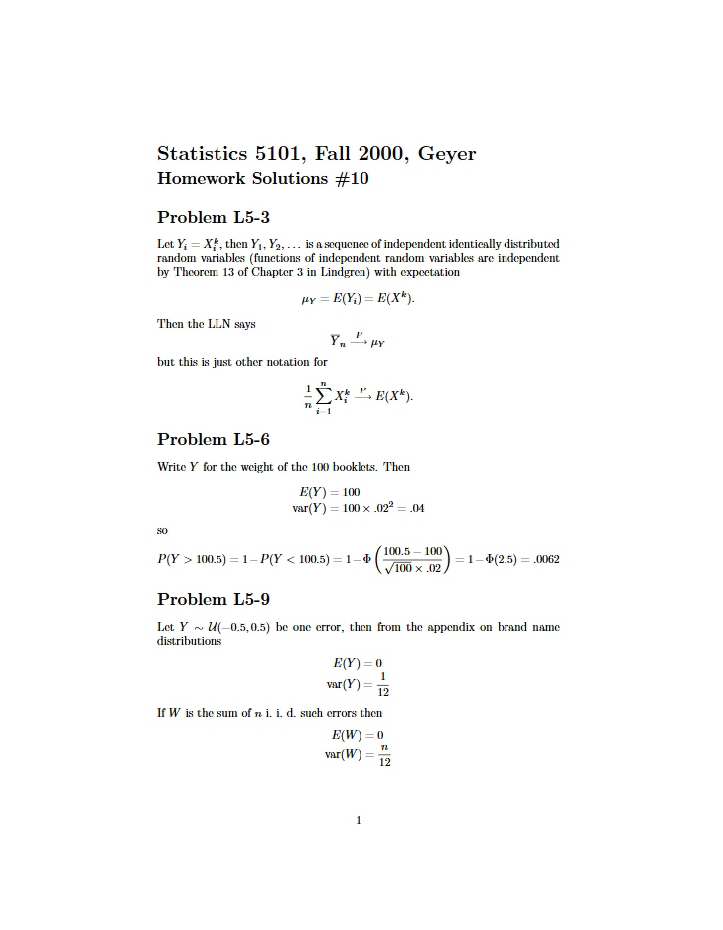 Answer Key for Homework