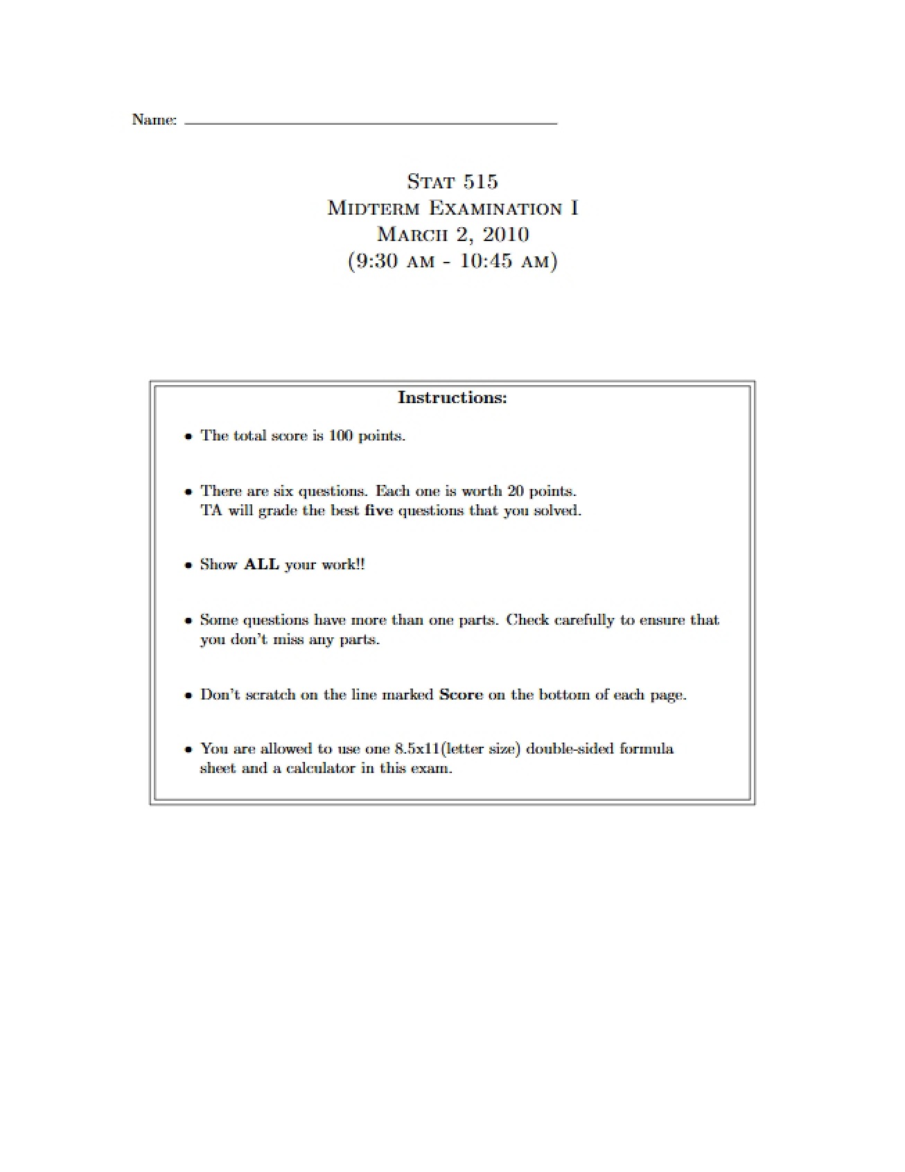 Midterm Exam 1
