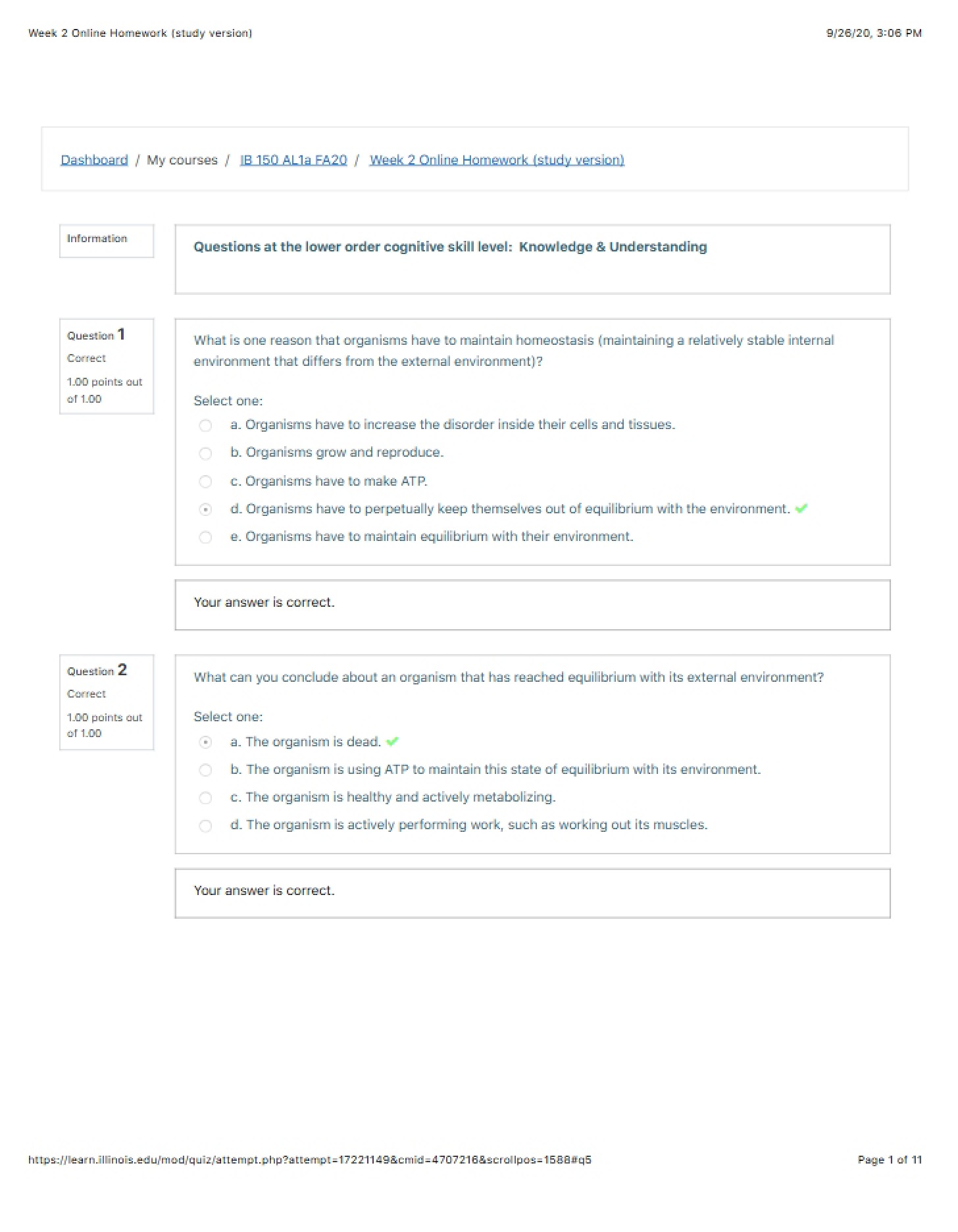 Online Homework for Week Two