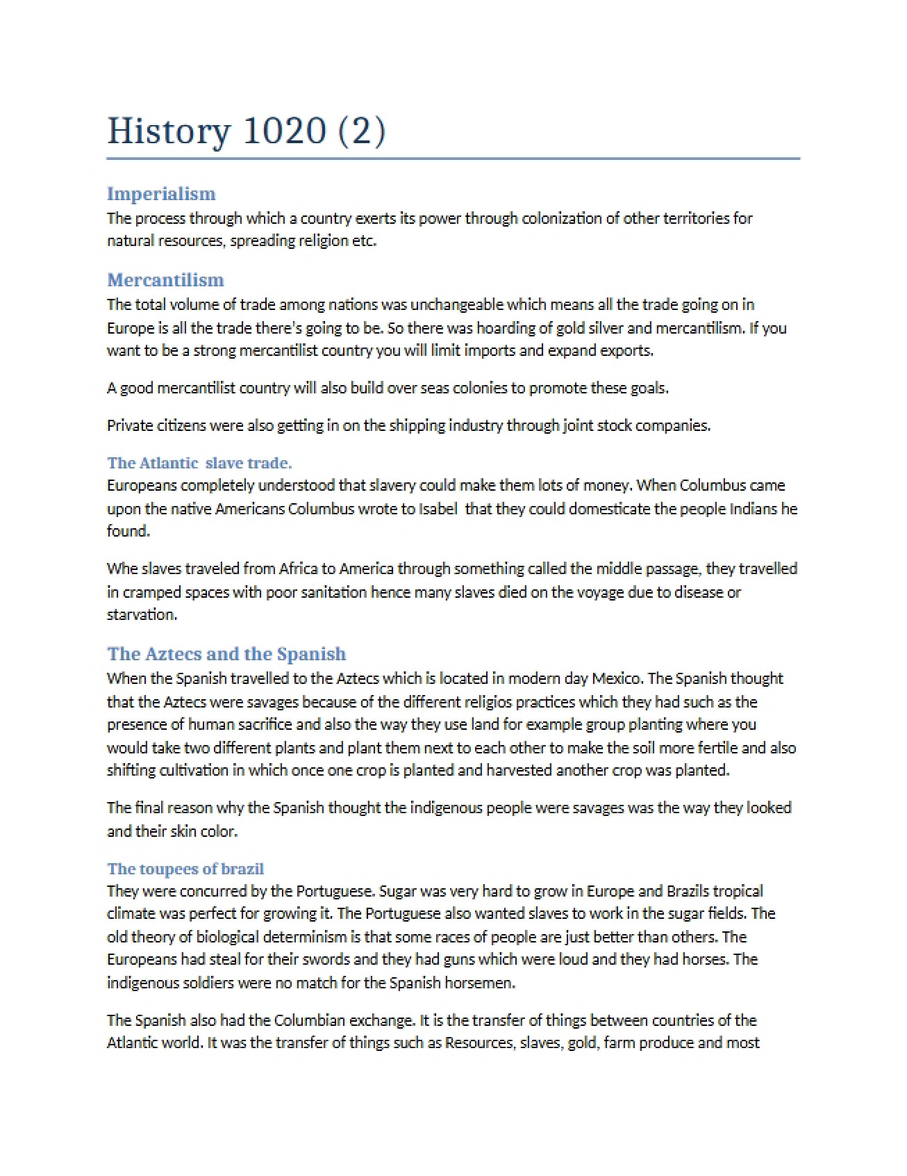 General Notes on European History