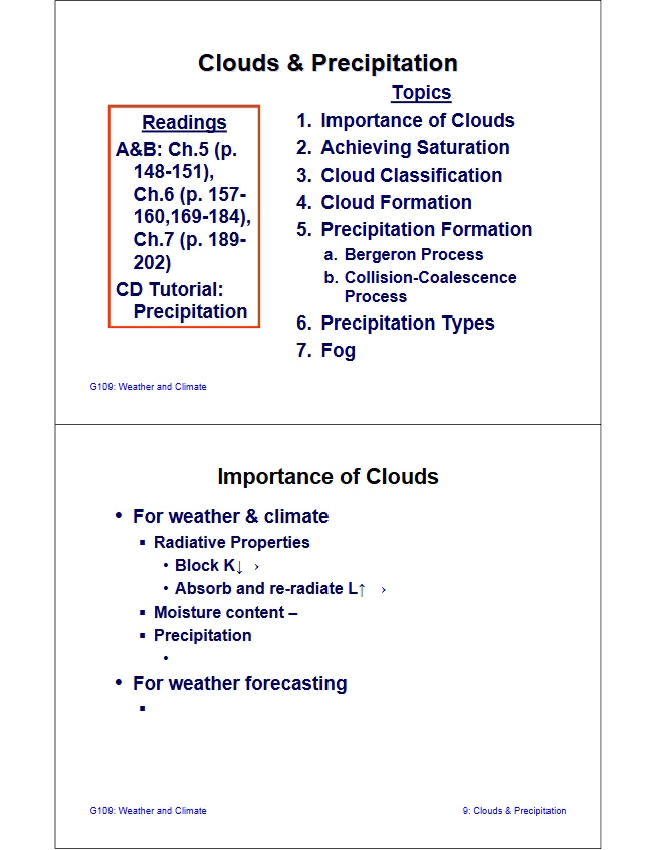 Precipitation and Clouds